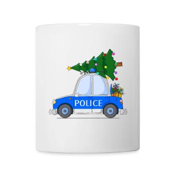 Voiture de police Police Noël - Mug blanc - blanc - Devant