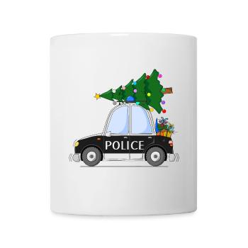 Polizeiauto Police Weihnachten schwarz - Tasse - Weiß - Vorne