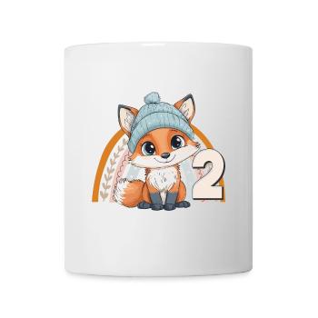 2. Geburtstag Fuchs Regenbogen Süß Niedlich - Tasse - Weiß - Vorne