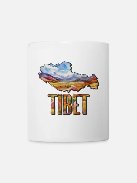 Aquarell Landkarte Tibet - Tasse - Weiß