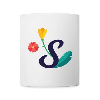 Elegant letter 'S' with flowers - Mug - white - Front