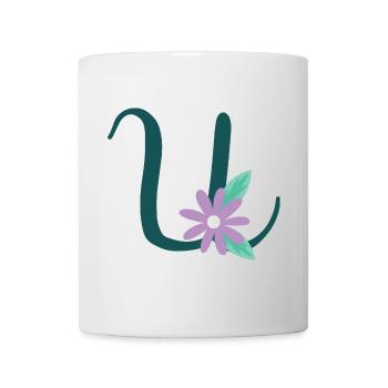 Eleganter Buchstabe 'U' mit Blumen - Tasse - Weiß - Vorne