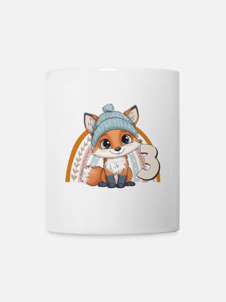 3. Geburtstag Fuchs Regenbogen Süß Niedlich - Tasse - Weiß