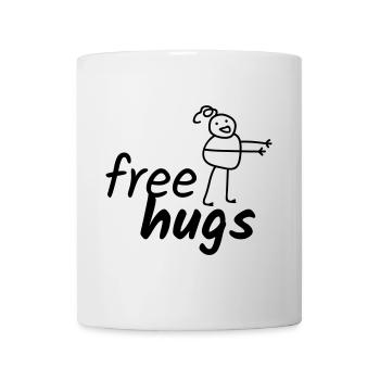 Funny Saying Free Hugs with Drawing - Mug - white - Front