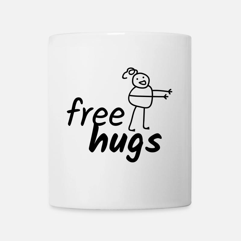 Lustiger Spruch Free Hugs mit Zeichnung - Tasse - Weiß