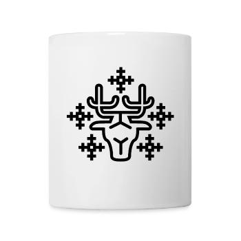 Pixel de Noël Renne Flocon de Neige Lignes Logo - Mug blanc - blanc - Devant