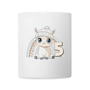 5ème anniversaire Alpaga Lama Arc-en-ciel Mignon Mignon - Mug blanc - blanc - Devant