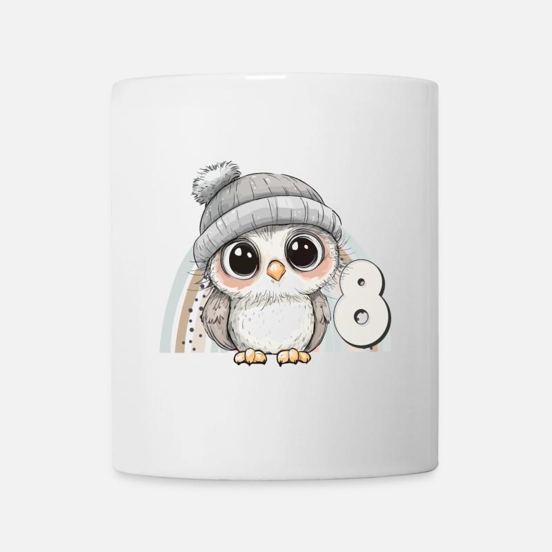8. Geburtstag Eule Regenbogen Süß Niedlich - Tasse - Weiß