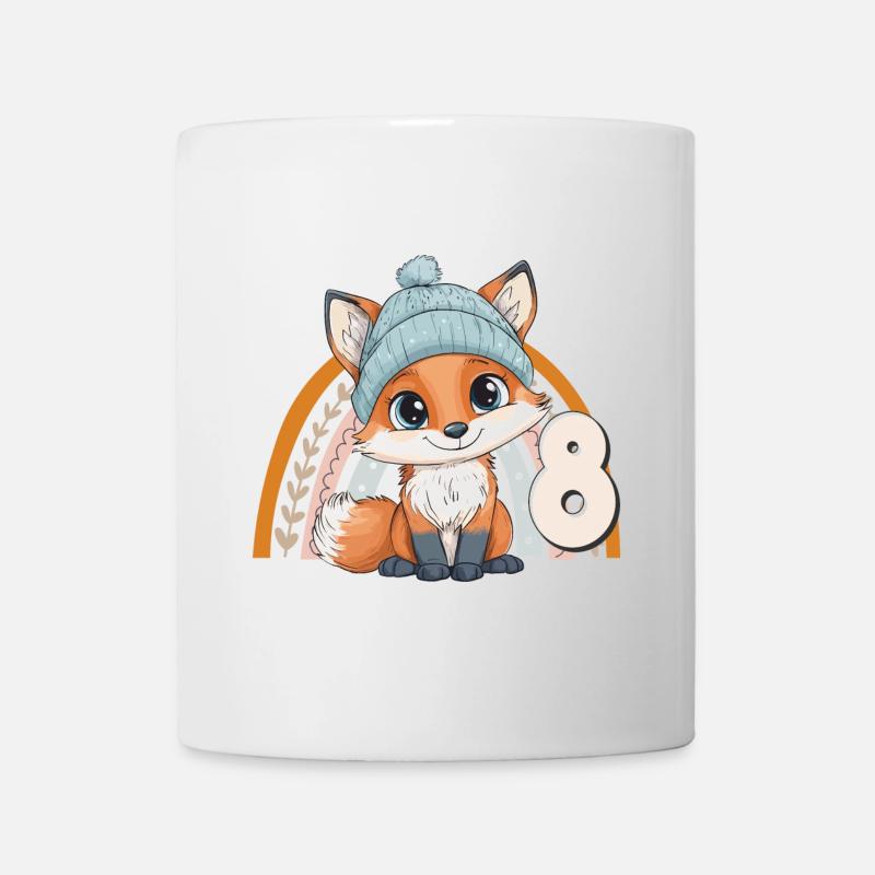 8. Geburtstag Fuchs Regenbogen Süß Niedlich - Tasse - Weiß