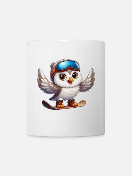 Eule auf Snowboard Wintersport Abenteuer - Tasse - Weiß