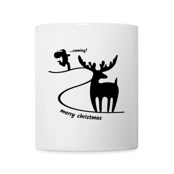Renne en attente dans la neige - Mug blanc - blanc - Devant