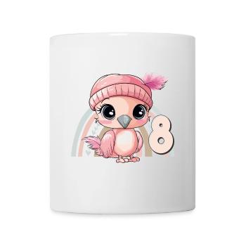 8ème anniversaire Flamingo Arc-en-ciel Mignon Mignon - Mug blanc - blanc - Devant