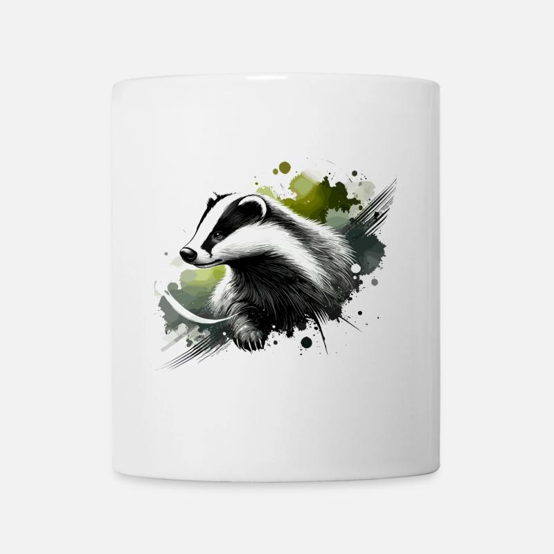Blaireau aquarelle coloré - Mug blanc - blanc