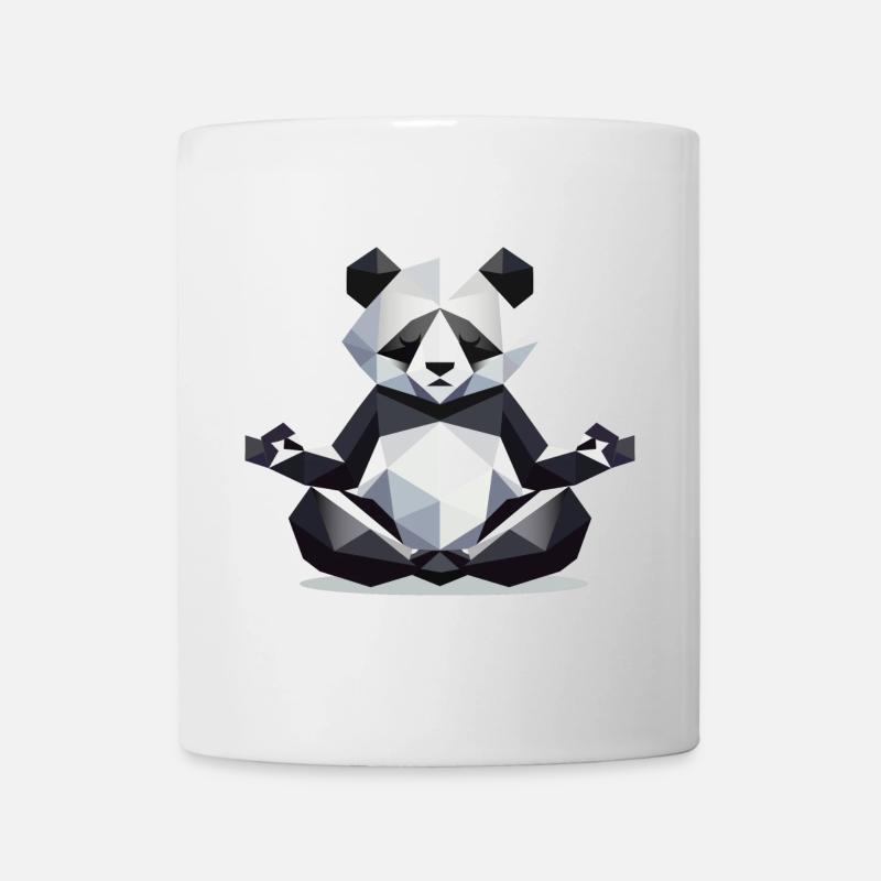 geometrische Panda Bär bei der Meditation - Tasse - Weiß