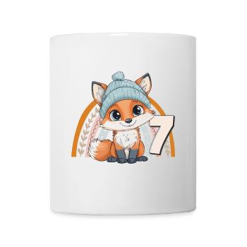 7. Geburtstag Fuchs Regenbogen Süß Niedlich - Tasse - Weiß - Vorne