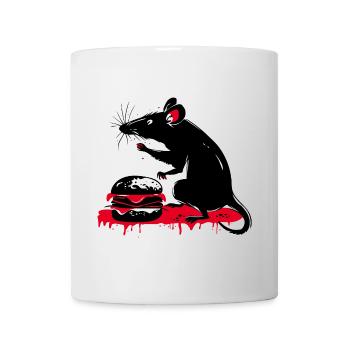 Rat with Burger in Street Art Tattoo Style - Mug - white - Front