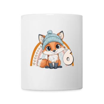 6. Geburtstag Fuchs Regenbogen Süß Niedlich - Tasse - Weiß - Vorne