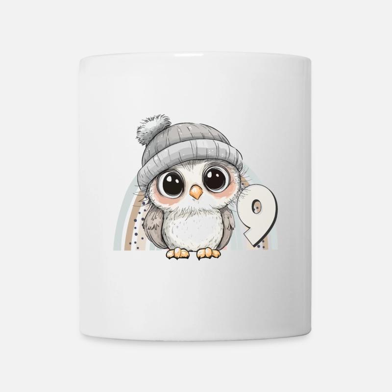 9. Geburtstag Eule Regenbogen Süß Niedlich - Tasse - Weiß