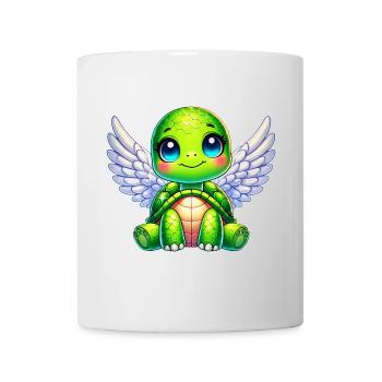 Mignon tortue ange ailes dessin animé design - Mug blanc - blanc - Devant