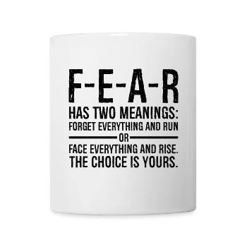 la peur a deux significations, oublie tout et cours - Mug blanc - blanc - Devant