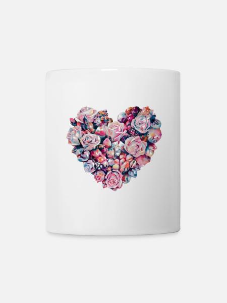 Heart of Roses Romantic Heart Valentine's Day - Mug - white