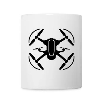 Drohnen-Silhouetten-Emblem - Tasse - Weiß - Vorne