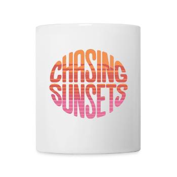 Chasing Sunsets Retro Sunset Typography - Mug - white - Front