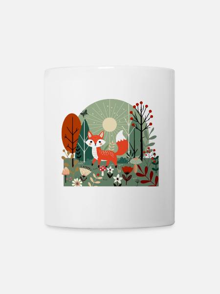 Fröhlicher Fuchs im sonnigen Wald - Tasse - Weiß