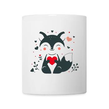 Fuchs mit Herz – Liebevoller Valentinsmoment - Tasse - Weiß - Vorne