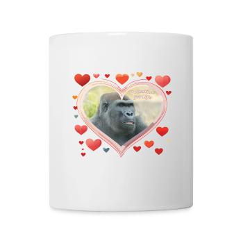 Valentinstag fürs Leben - Einzigartiges Gorilla Herz Design - Tasse - Weiß - Vorne