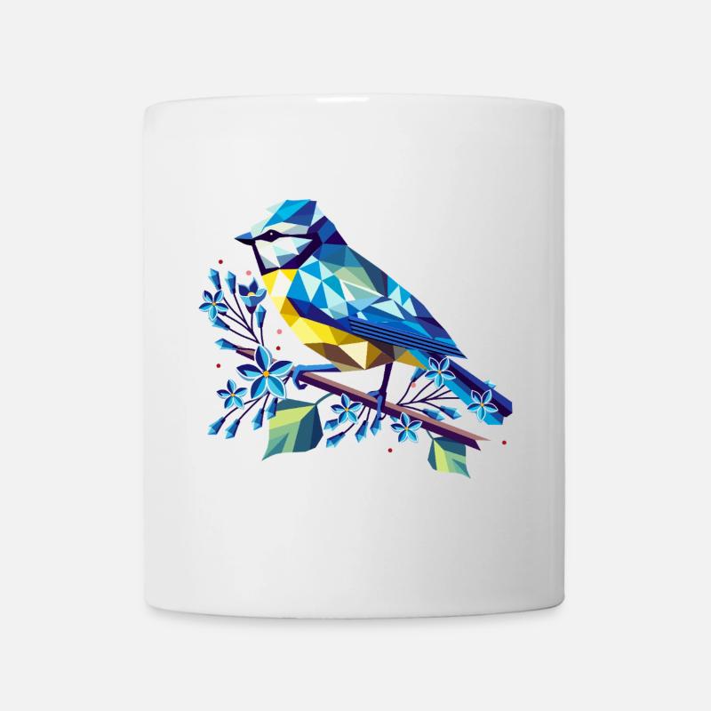 bezaubernde Blaumeise auf einem Fliederzweig - Tasse - Weiß