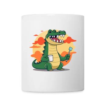 Krokodil Zahn Hygiene - Tasse - Weiß - Vorne