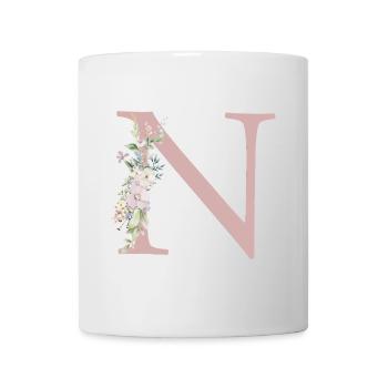N Monogramme, Floral, Personnalisable - Mug blanc - blanc - Devant