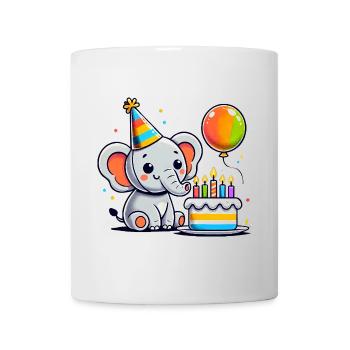 Elefant Kid Celebrating Birthday - Tasse - Weiß - Vorne
