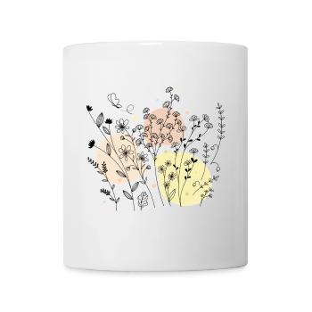 Zartes botanisches Line-Art-Design - Tasse - Weiß - Vorne
