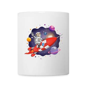 Der Astronaut auf der roten Rakete im All - Tasse - Weiß - Vorne