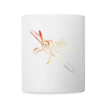 Avions à hélice vintage dessin au trait - Mug blanc - blanc - Devant