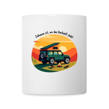Abenteuerlicher Campingwagen bei Sonnenuntergang - Tasse - Weiß - Vorne