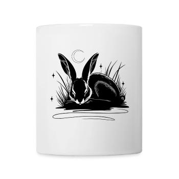 Sleeping rabbit in the grass with moon and stars - Mug - white - Front