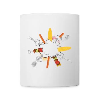 Grill-Explosion – Comic-Motiv für echte Kerle - Tasse - Weiß - Vorne