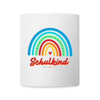 Schulkind bunter Retro Regenbogen Einschulung - Tasse - Weiß - Vorne