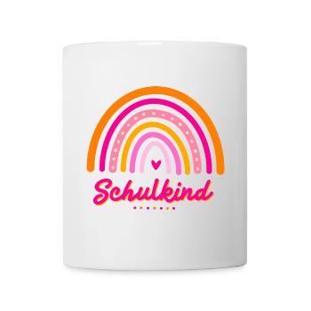 Schulkind Retro-Regenbogen Einschulung Mädchen - Tasse - Weiß - Vorne
