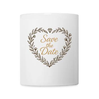Save the Date Heart with Diamond – Wedding 2025 - Mug - white - Front