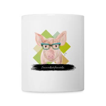 JvG Sau "Sauwakeitsfanatika" - Tasse - Weiß - Vorne