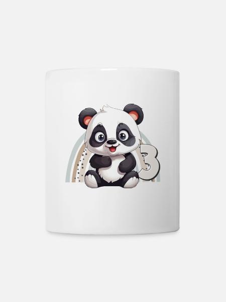 3. Geburtstag Panda Bär Regenbogen Süß Niedlich - Tasse - Weiß