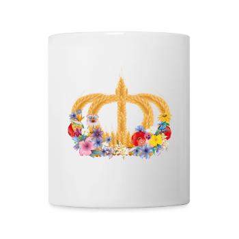Crown of wheat with flowers – symbol of nature and harvest - Mug - white - Front