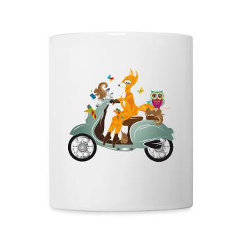 Waldtiere auf Spritztour – Fantasievolle Szene - Tasse - Weiß - Vorne