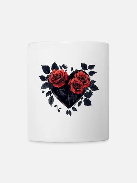Rosenherz im Dunkelblau - Tasse - Weiß