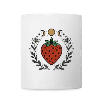 Erdbeere & Mondphasen - Magisches Naturdesign - Tasse - Weiß - Vorne