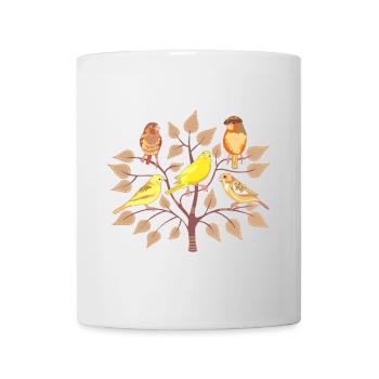 Arbre aux oiseaux colorés et variés - Mug blanc - blanc - Devant
